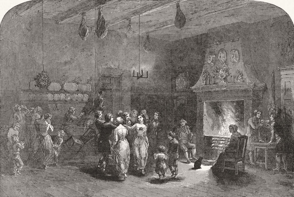 YORKS. Christmas-eve in Yorkshire 1849 old antique vintage print picture